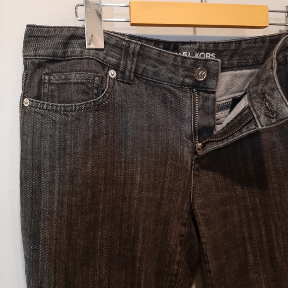 ❌SOLD❌MICHAEL KORS Striated Bootcut Jeans Zip Fly Flap Pocket MK Designer - Picture 7 of 16